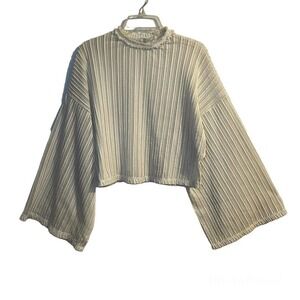 Zara Women Collection Small Knit Crop Top Ivory Long Sleeve Dolman Semi …